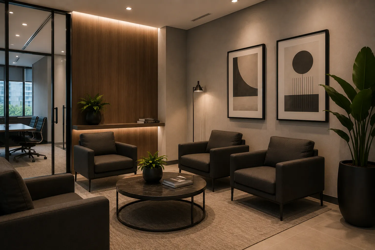 Lounge com poltronas para espera